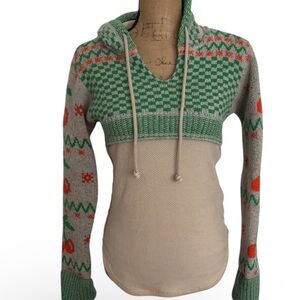 Free People Cherry Cola Swit Cuff Thermal Hoodie Size Medium